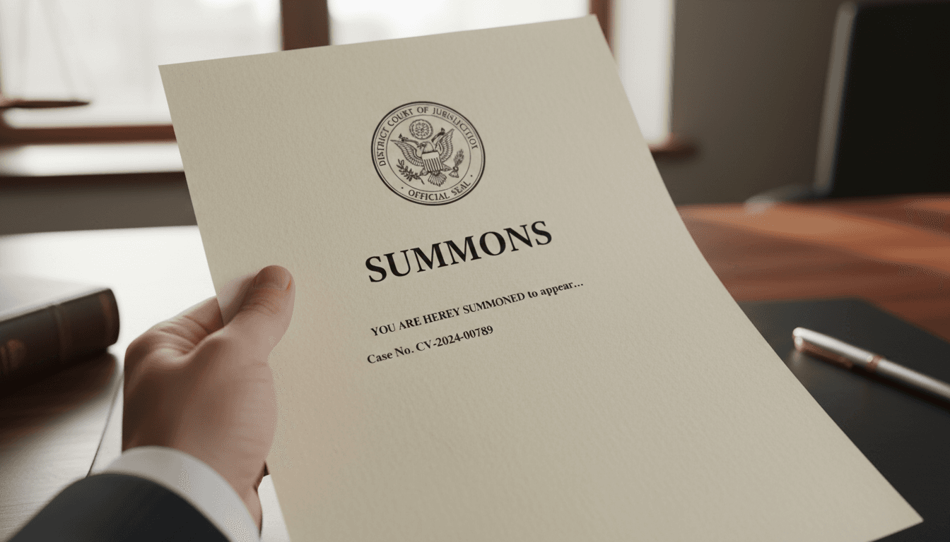 Legal summons document with court seal representing H&R Process Serving Group LLC's core service